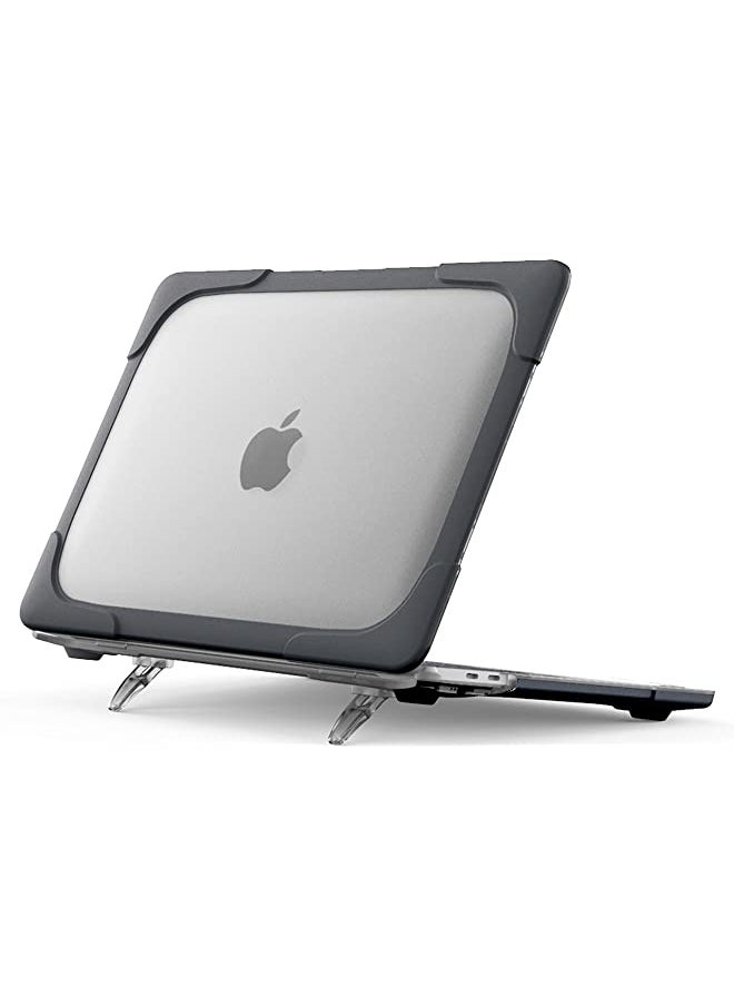 ProCase MacBook Pro 13 Inch Case 2022 2020 M1 A2338 A2289 A2251, Heavy Duty Slim Hard Shell Dual Layer Protective Cover with Fold Kickstand for MacBook Pro New 13-inch Retina with Touch ID -Black
