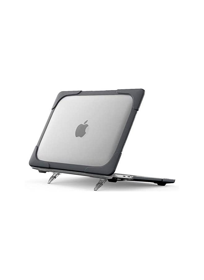 ProCase MacBook Pro 13 Inch Case 2022 2020 M1 A2338 A2289 A2251, Heavy Duty Slim Hard Shell Dual Layer Protective Cover with Fold Kickstand for MacBook Pro New 13-inch Retina with Touch ID -Black