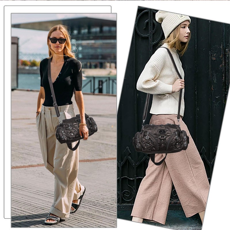 Angel Kiss Purses for Women Small Hobo Shoulder Bags Vagen Leather Multi-Pocket Tote Bag with Zipper (Pewter) - Image 2