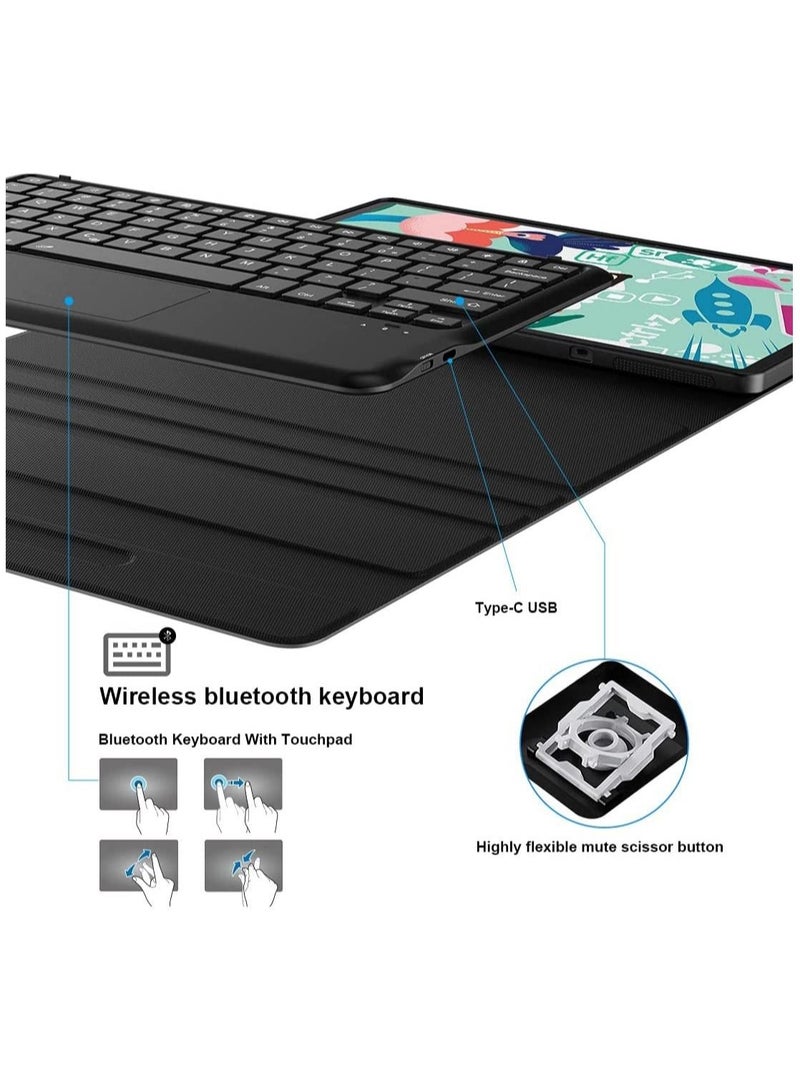 Raxoom Galaxy Tab S7 FE Keyboard Case 12.4" 2021, Wireless Detachable Keyboard + Folio Smart PU Case Cover Auto Sleep/Wake Magnetic for Samsung Galaxy Tab S7 FE 2021 (SM-T730/T736B) (Black) - Image 2