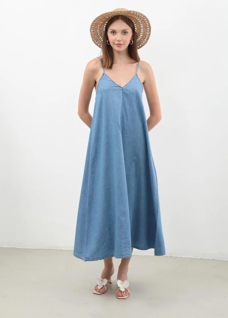 ماركابيا هوم Women's Thin Strapped Jean Dress