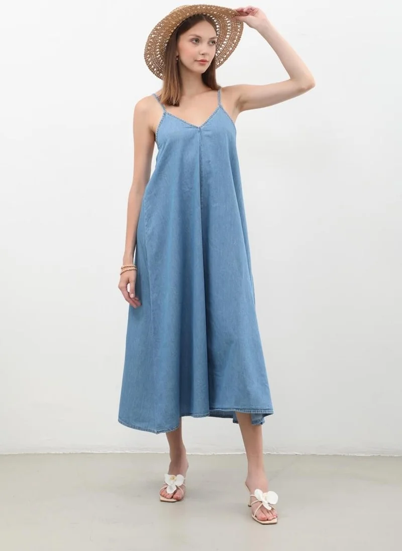 ماركابيا هوم Women's Thin Strapped Jean Dress