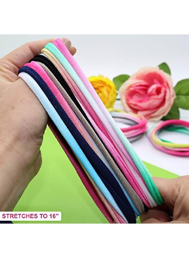 FROG SAC 24 Soft Baby Nylon Headbands Elastic Hairbands For Infant Toddlers Kids Thin Stretch Elastic Head Band Seamless Ponytail Holder - Image 3