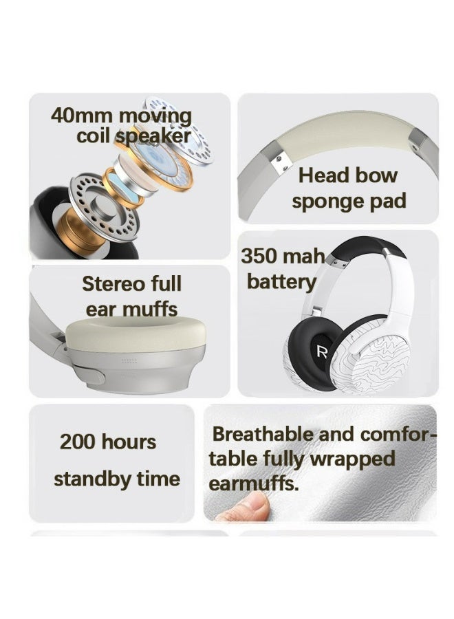 Wireless Over Ear Headphones, Three bass Modes, Hi-Res Audio, Bluetooth5.3 Low Latency Long Endurance,HiFi Stereo  Lightweight Headsets, with mic, Suitable for Travel Home Office Gym Cellphone PC - Image 2