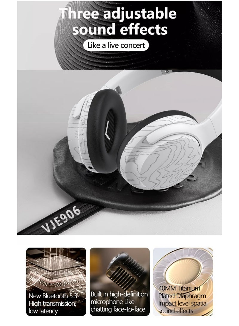 Wireless Over Ear Headphones, Three bass Modes, Hi-Res Audio, Bluetooth5.3 Low Latency Long Endurance,HiFi Stereo  Lightweight Headsets, with mic, Suitable for Travel Home Office Gym Cellphone PC - Image 5