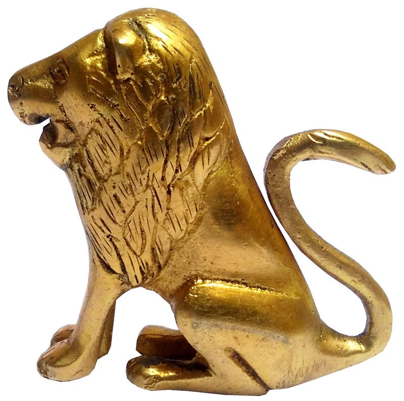 Purpledip Brass Statue Set 'Imperial Lions': Collectible Wildlife Showpieces (11834) - Image 4