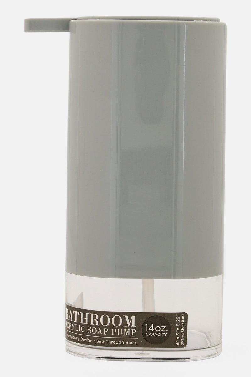Bath Bliss Acrylic Contemporary Design Soap Dispenser, Grey - Image 1