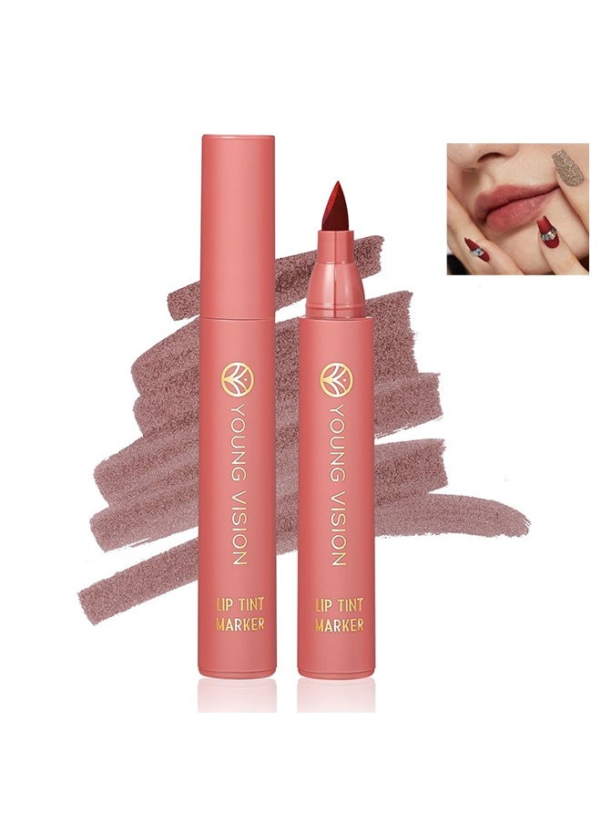 YOUNG VISION Lip Tint Marker, Lightweight Lip Stain, Liquid lipstick with Nude Matte Shades, Lip Liner and Stick 2-in-1, Long Wearing and Waterproof #01  - Image 1