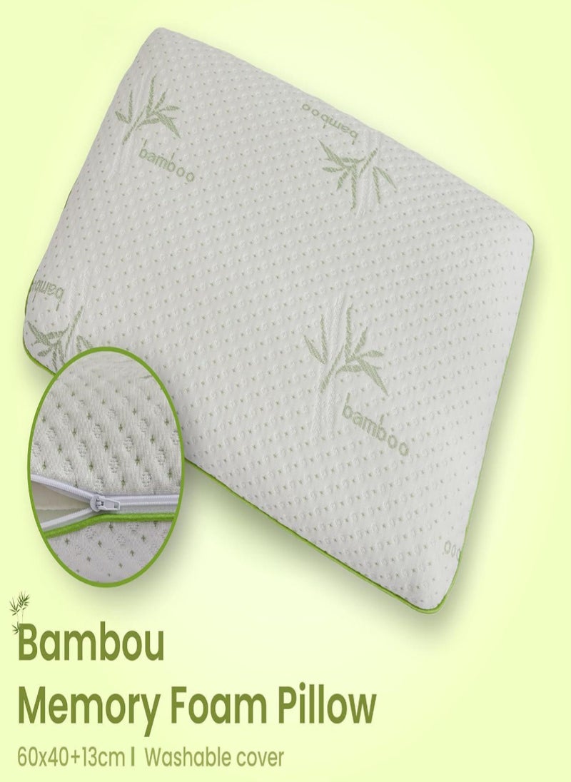 Blueberry وسادة بامبو من فوم الذاكرة مع غطاء بامبو رايون قابل للإزالة | مضادة للحساسية وقابلة للتنفس | 60x40x13 سم - Image 2