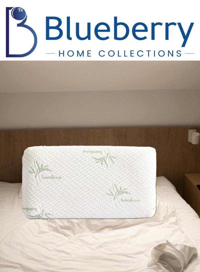 Blueberry وسادة بامبو من فوم الذاكرة مع غطاء بامبو رايون قابل للإزالة | مضادة للحساسية وقابلة للتنفس | 60x40x13 سم - Image 1