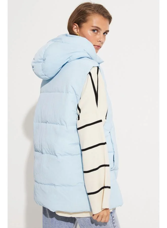 جون June Hooded Vest Blue