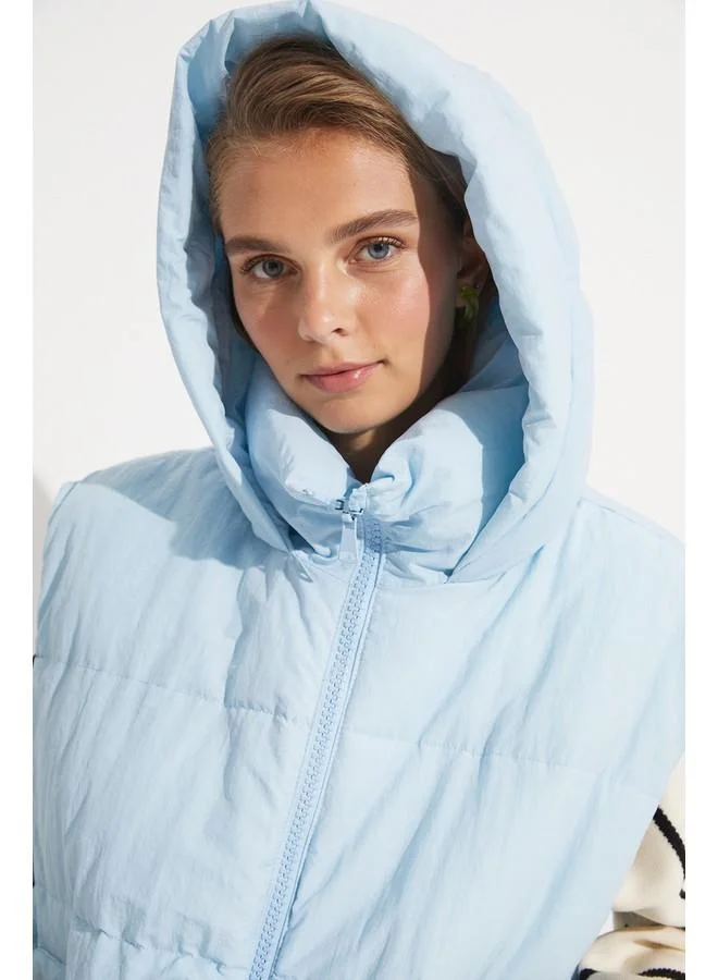 جون June Hooded Vest Blue
