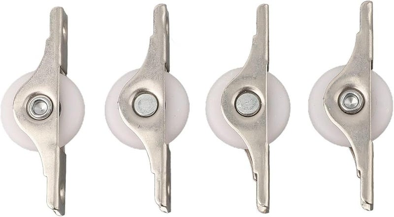 4 قطع 25 ملم عجلات أبواب منزلقة من النايلون بكرات بكرات مع أقواس معدنية فضي أبيض - Image 1