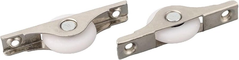 4 قطع 25 ملم عجلات أبواب منزلقة من النايلون بكرات بكرات مع أقواس معدنية فضي أبيض - Image 5