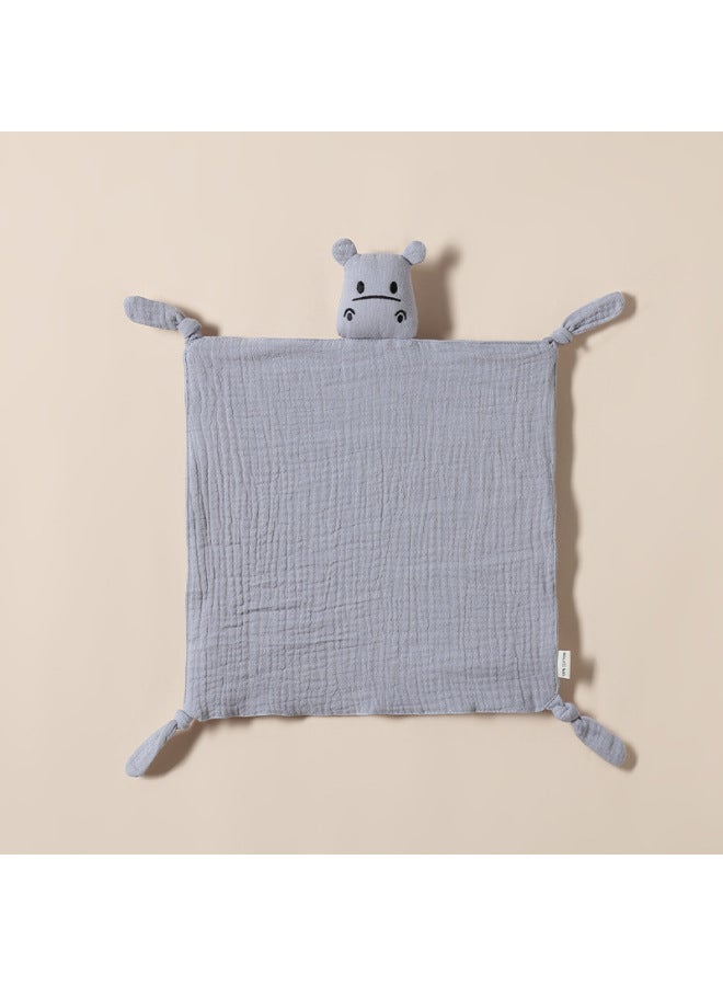 Pure Cotton Muslin Baby Soothing Towel Chewable Comforter Sleeping Aid Hush Puppy Doll Infant Sleep Training Toy Soft Fabric-Color:Grey (hippo Amalette)  - Image 1
