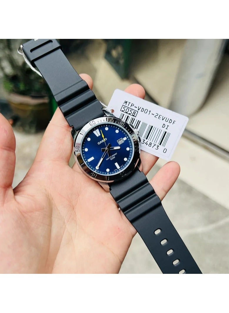 CASIO Casio Analog Blue Dial Water Resistant Watch For Men's MTP-VD01-2EVUDF - Image 2