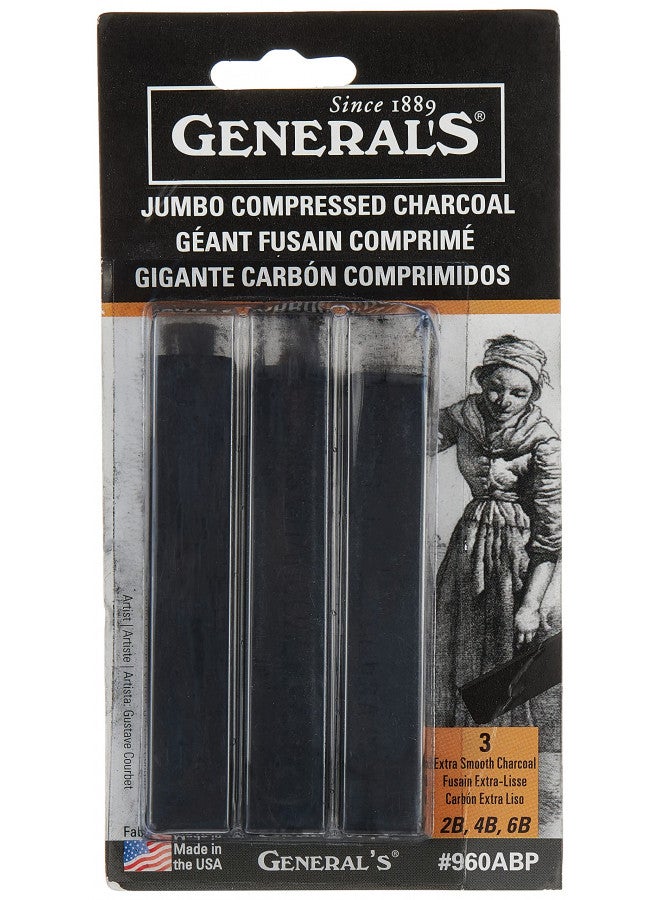General Pencil 960ABP Generals Jumbo Charcoal 3 ASST STK, 3 Count (Pack of 1), Multicolor - Image 1