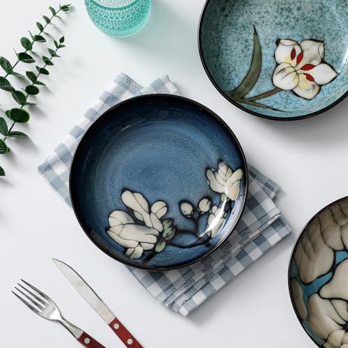 Maxdot Ceramic Dinner Plates Set of 6, 8.5 Inch Underglaze Painting Salad Plates, Glazing Process Floral Ceramic Gift Dishes for Steak Salad Pasta Appetizer, Microwave, Oven and Dishwasher Safe - Image 4
