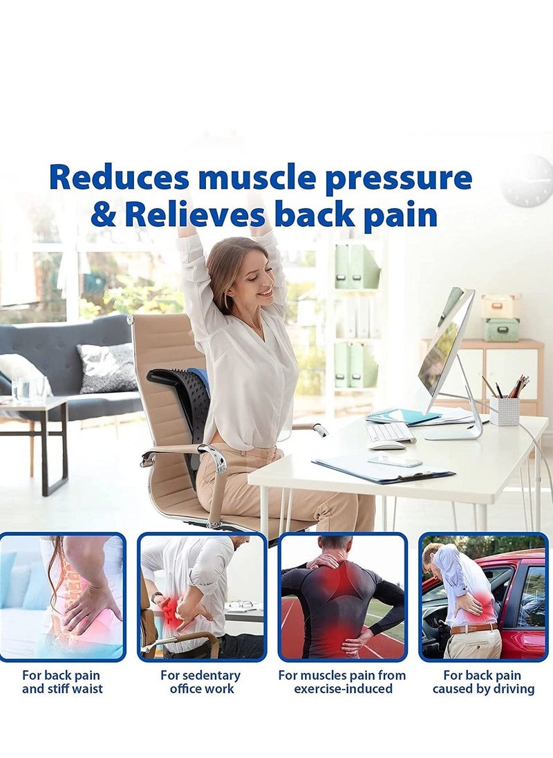 Back Stretcher - 3 Heights Adjustable Back Stretcher for Pain Relief, Lower Back Stretcher with Massaging Points  Cushion Foam, Spine Deck for Office Chair, Car, Travel(Blue) - Image 4