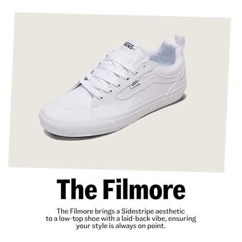 Vans Mens Filmore Shoe LowTop Fashion Sneakers Footwear for Work Walking Casual Wear WhiteWhite 9 - Image 3