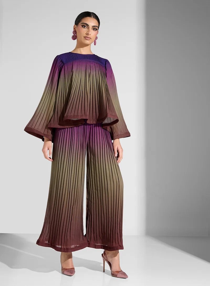 SINOIR PLEATED OMBRE COORD SHIRT