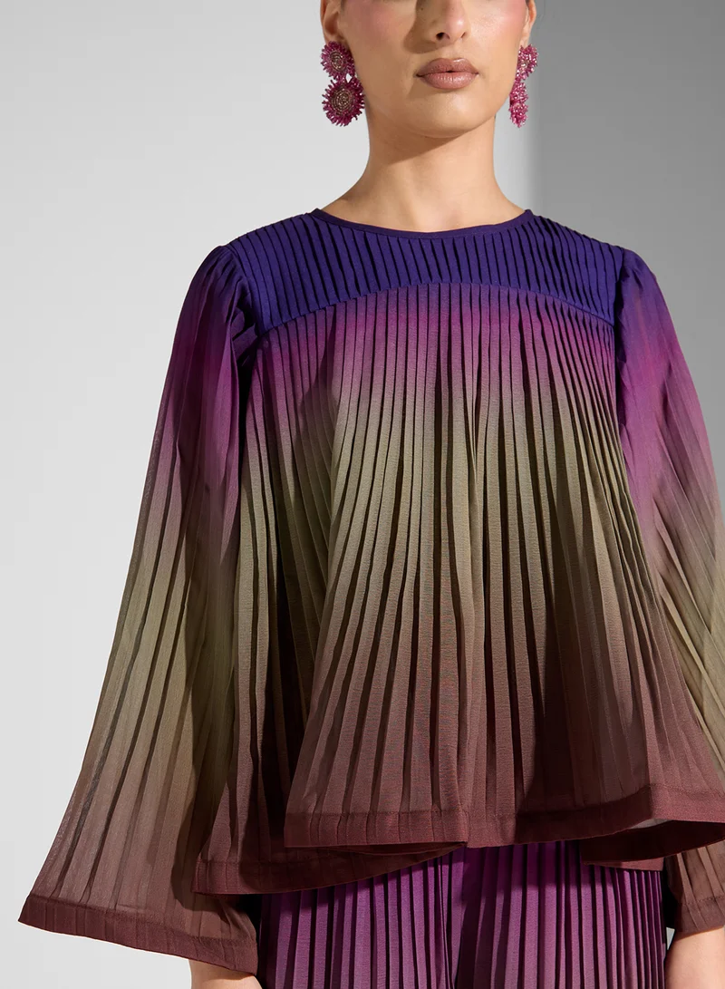 SINOIR PLEATED OMBRE COORD SHIRT