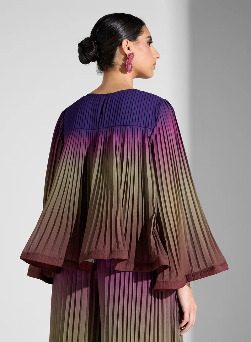 SINOIR PLEATED OMBRE COORD SHIRT