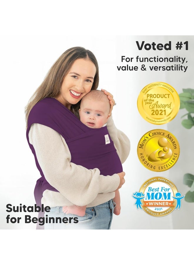 KeaBabies Baby Wrap All-in-1 Stretchy Carrier - Infant Sling - Hands Free Wrap - (Royal Purple) - Image 3