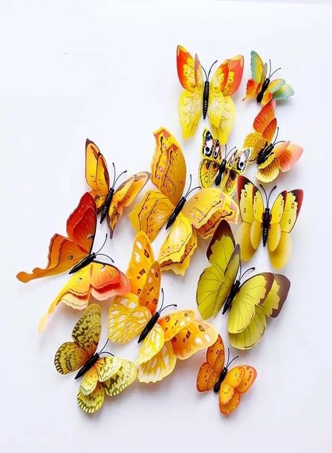 Snoogg 2 ply Butterfly Wall Decals, Multicolour 3D Wall Stickers, Removable Mural with Magnet and Double Sided Glue Option DIY Art Décor, Kids Room Décor, Party Supplies Decorations (36) - Image 1