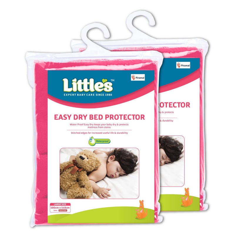 Little's Easy Dry Bed Protector I Quick Absorption I Waterproof I Stain Proof I Soothing Sleep I Soft I Durable I Machine Washable (2, Pink, Medium) - Image 1