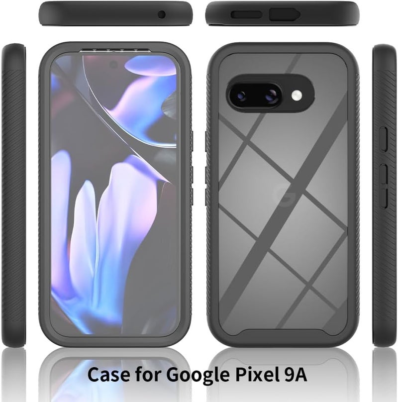 زيني غطاء لهاتف Google Pixel 9a، حماية صدمات 360 درجة مع حماية شاملة وواقي شاشة مدمج، غطاء خارجي متين بإطار، أسود - Image 2