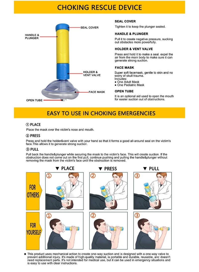 HaLunhi - Anti Suffocation Device,Suffocation Rescue Device for Children and Adults with 2 Masks,Portable Anti Suffocation Device,Powerful Suction Home Emergency Kit,First Aid Airway Assist Device - Image 1