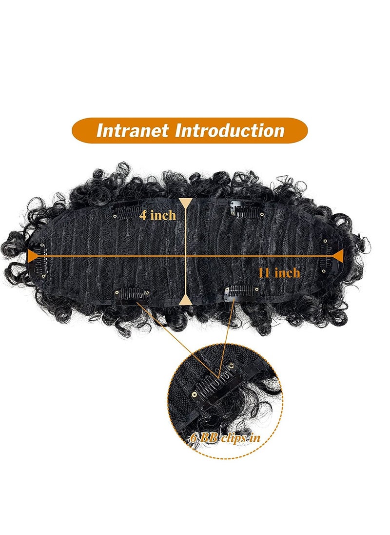 SYOSI - Afro High Puff Hair Bun, Deep Curly Black Mohawk Ponytail Wigs for Black Women, Afro Puff with Bangs Faux Mohawk Hair Piece, Natural Black Mohawk Hair Wigs for Woman with 6 BB Clips - Image 1