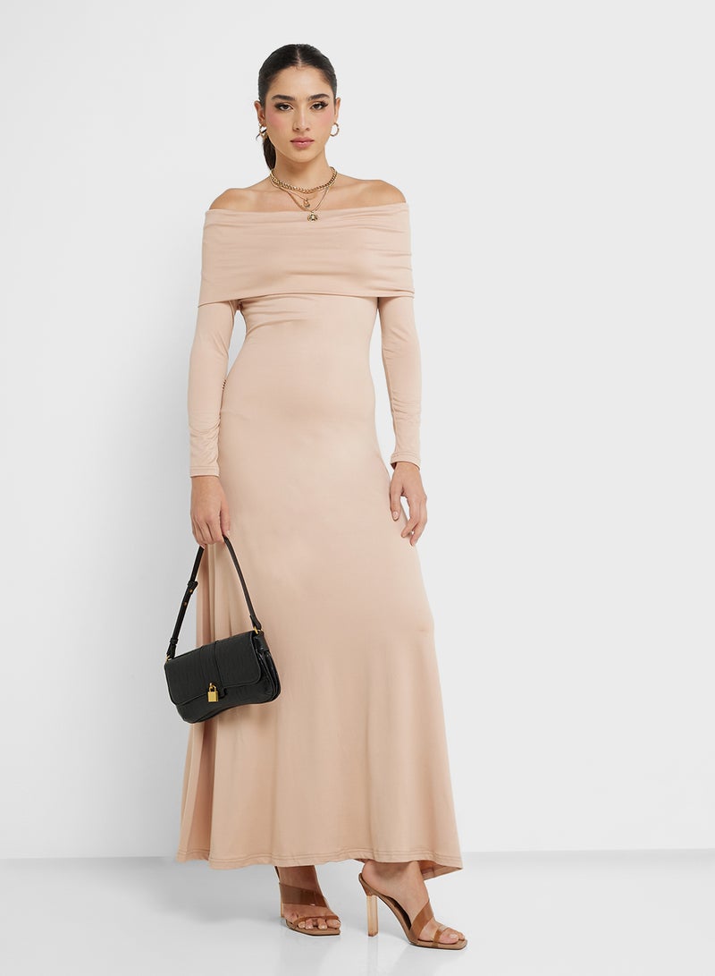 Ginger Off Shoulder Knitted Maxi Dress  - Image 1