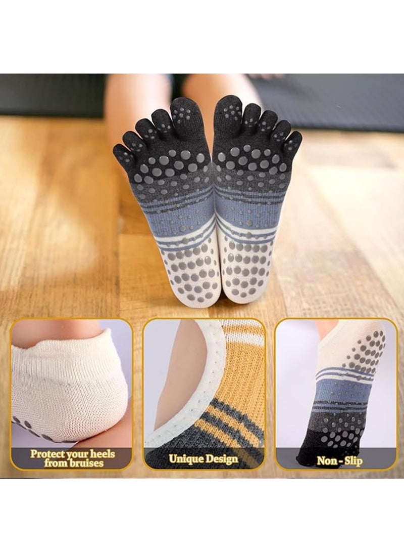 YOUGE 3 Pairs Yoga Socks For Women,Pilates Socks with Grips for Women,Yoga Socks, Non-Slip Yoga Socks with Toe Separators, Pilates Non Slip Socks - Image 2