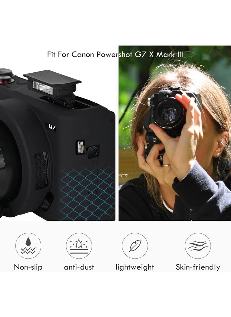 ماركة غير محددة وتأتي علبة الكاميرا الخاصة بـ Canon Powershot G7X Mark III مع مجموعة من واقيات الشاشة المكونة من قطعتين، وحقيبة السيليكون الناعمة G7XIII للحماية الكاملة لواقي غطاء العدسة القابلة للفصل مخصصة لـ Cano  - Image 3