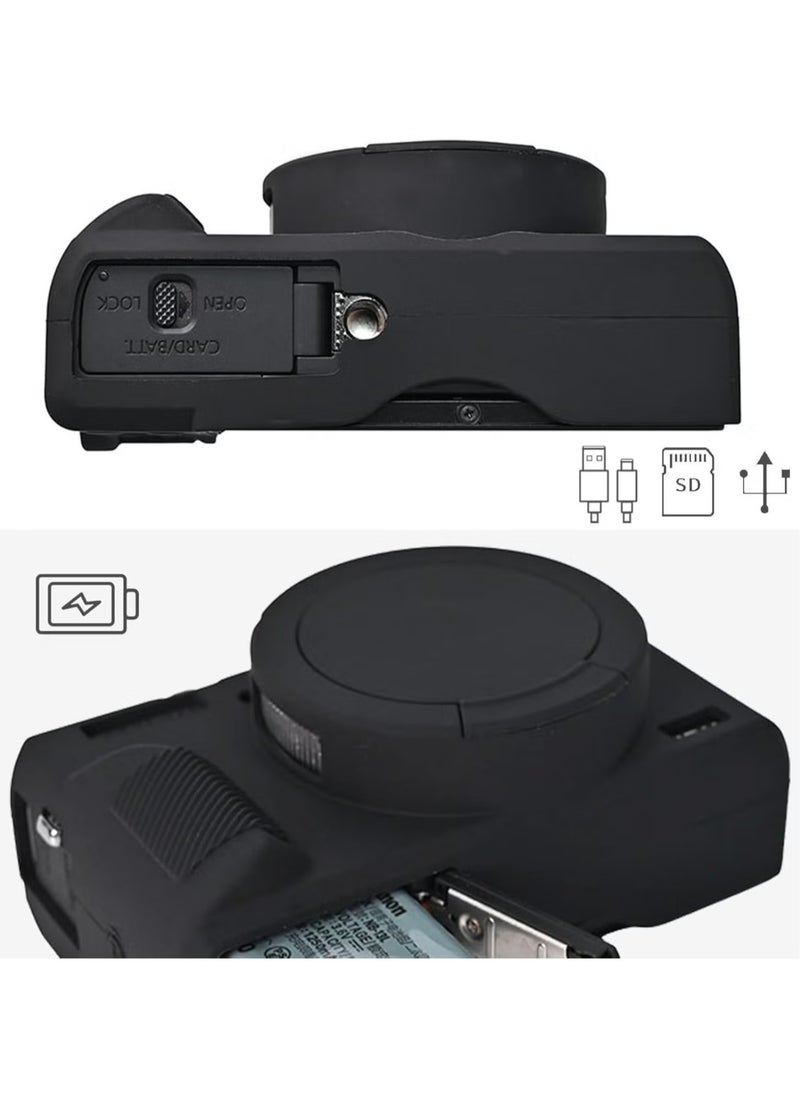 ماركة غير محددة وتأتي علبة الكاميرا الخاصة بـ Canon Powershot G7X Mark III مع مجموعة من واقيات الشاشة المكونة من قطعتين، وحقيبة السيليكون الناعمة G7XIII للحماية الكاملة لواقي غطاء العدسة القابلة للفصل مخصصة لـ Cano  - Image 5