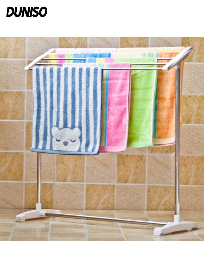 DUNISO Floor Standing Towel Holder,Sturdy and Durable,Stainless Steel Clothes Drying rack ,Garment Laundry Racks for Indoor Outdoor Use - Image 1