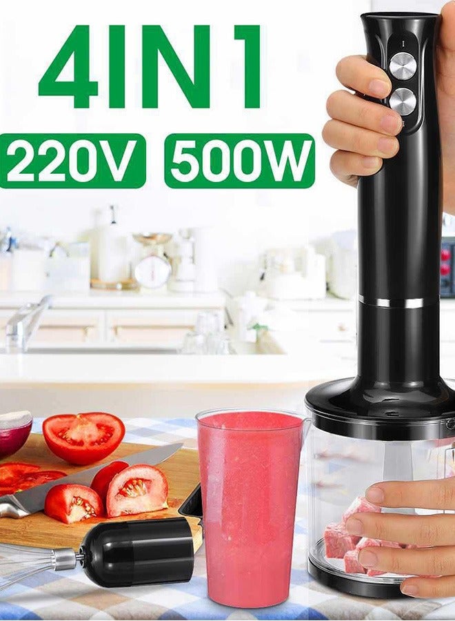 ihomeshop Immersion Blender, 500 Watt 4-in-1 Hand Blender with Chopper, Whisk, Mixing Beaker, Electric Stick Blender with Two Speed Adjustable, Ergonomic handle - Image 5