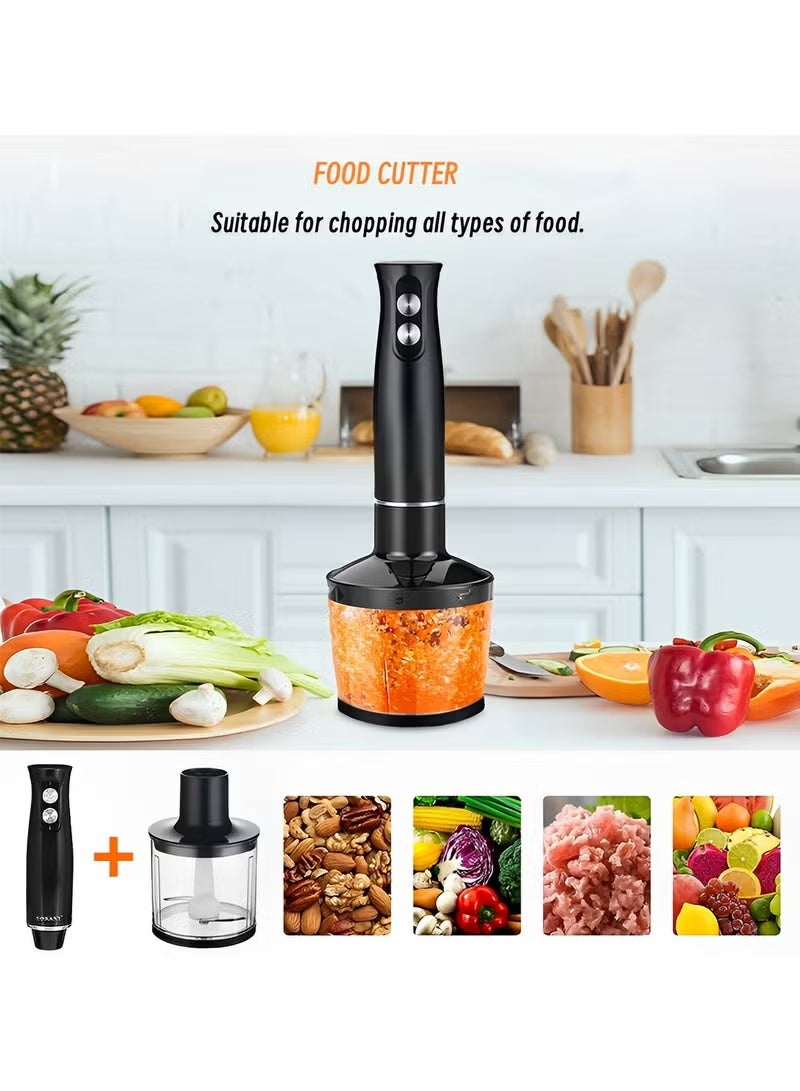 ihomeshop Immersion Blender, 500 Watt 4-in-1 Hand Blender with Chopper, Whisk, Mixing Beaker, Electric Stick Blender with Two Speed Adjustable, Ergonomic handle - Image 2