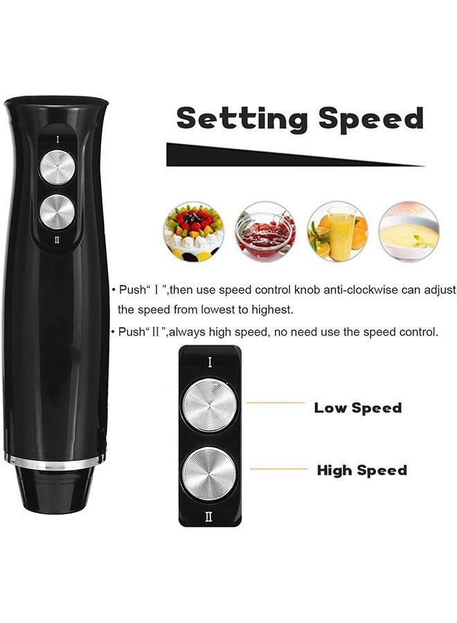 ihomeshop Immersion Blender, 500 Watt 4-in-1 Hand Blender with Chopper, Whisk, Mixing Beaker, Electric Stick Blender with Two Speed Adjustable, Ergonomic handle - Image 4