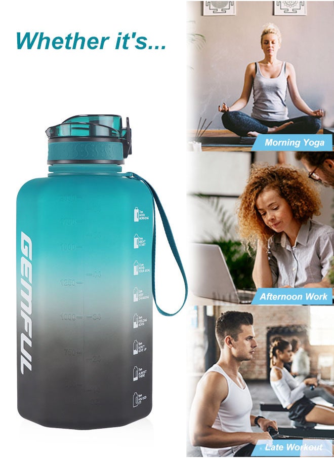 GEMFUL - 2.2 Litre Water Bottle with Handle Leakproof BPA Free Big Daily Drinks Jug with Motivational Time Marker for Sport Outdoor - Image 1