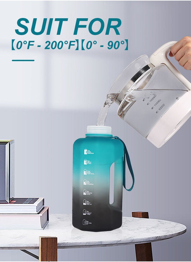 GEMFUL - 2.2 Litre Water Bottle with Handle Leakproof BPA Free Big Daily Drinks Jug with Motivational Time Marker for Sport Outdoor - Image 1