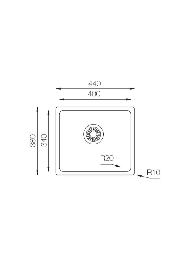 يوكينوكس حوض مطبخ من الفولاذ المقاوم للصدأ، 44 × 38 سم، تركيب علوي أو مسطح ، ME 341 - Image 2
