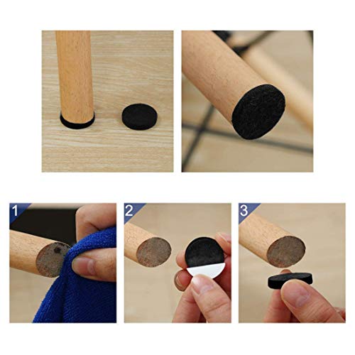 Now & Zen Self Adhesive Round Furniture Felt Pads for Hard Surfaces - Non-Scratch Heavy Duty Furniture Leg Guards (28 MM - Pack of 24, Black) - Image 5
