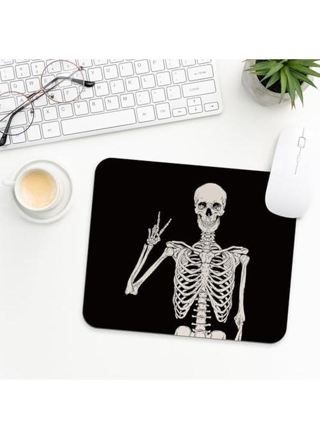 erorex - Skull Mouse Pad For Desk Skeleton Halloween Mouse Pads For Wireless Mouse Funny Mousepad For Office Laptop Computer Office Desk Accessories Non Slip Rubber Base 9.5×7.9 In - Image 1