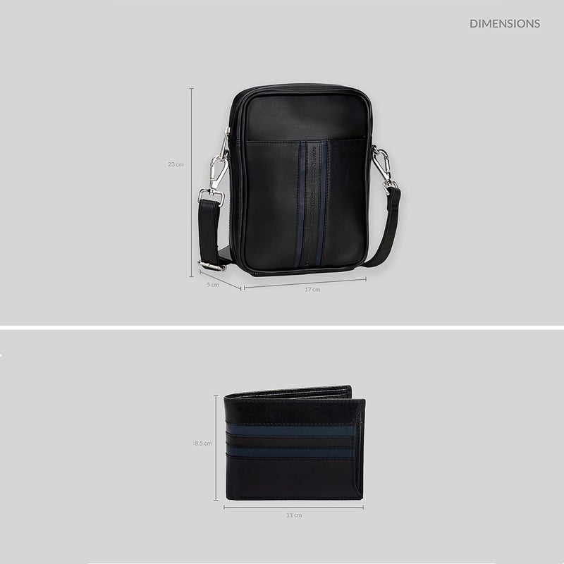 Smith & Blake Smith Blake Gift Combo Set for Men Cross Body Bag and Wallet Black Premium Leatherette Gift for Men Linea - Image 5