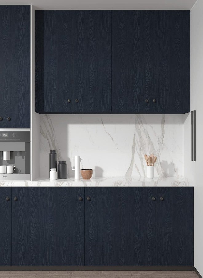 Decotalk Wood Contact Paper 17.7"x200" Navy Wood Grain Contact Paper Peel and Stick Navy Wallpaper for Bedroom Removable Wallpaper Wood Countertop Vinyl Wrap Wood Look ContactPaper - Image 5