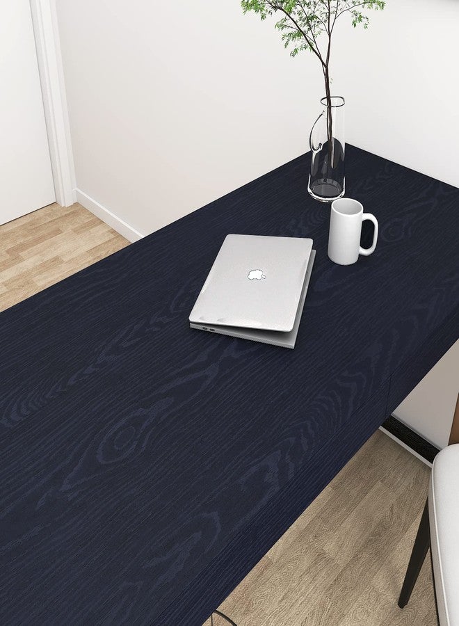 Decotalk Wood Contact Paper 17.7"x200" Navy Wood Grain Contact Paper Peel and Stick Navy Wallpaper for Bedroom Removable Wallpaper Wood Countertop Vinyl Wrap Wood Look ContactPaper - Image 2