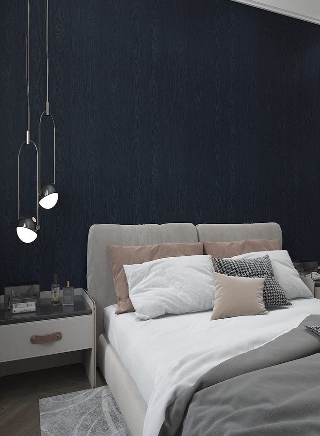 Decotalk Wood Contact Paper 17.7"x200" Navy Wood Grain Contact Paper Peel and Stick Navy Wallpaper for Bedroom Removable Wallpaper Wood Countertop Vinyl Wrap Wood Look ContactPaper - Image 4